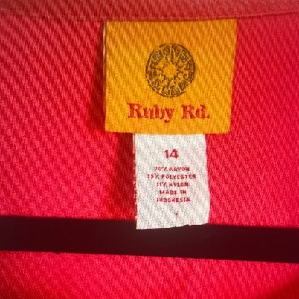 Ruby Rd. Shimmering Red Button-Front Blazer - Picture 5 of 6
